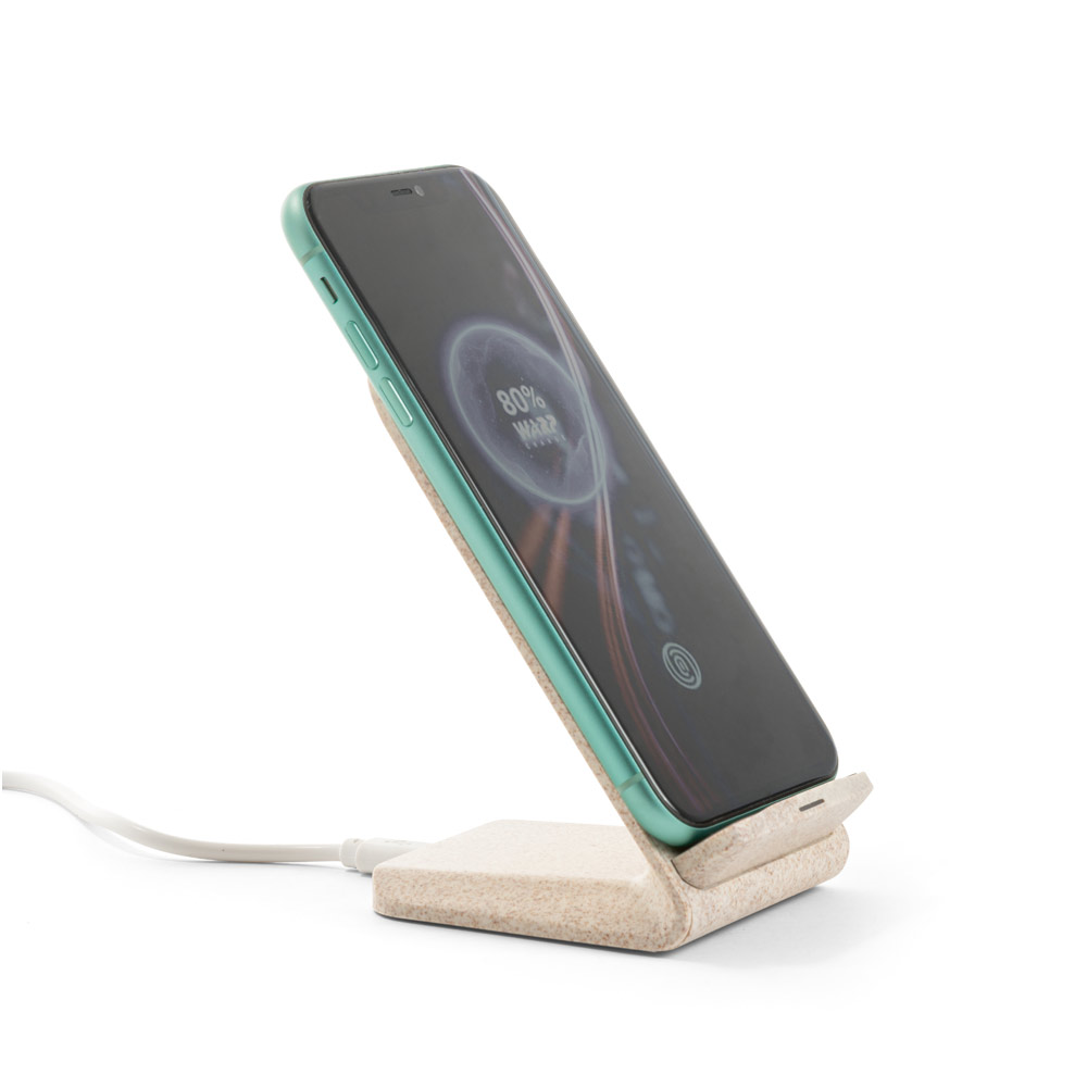 SP-57932 - Suporte para celular com carregador por indução super-rápido (15W), em fibra de palha de trigo e ABS - Imagem 6