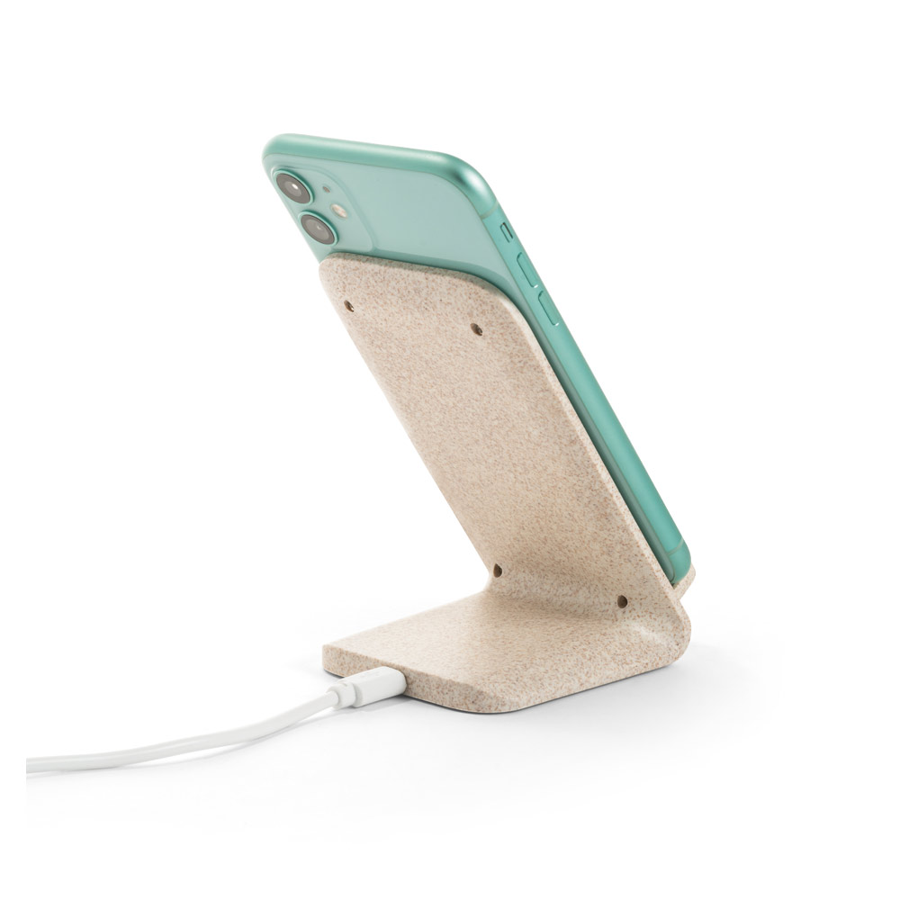 SP-57932 - Suporte para celular com carregador por indução super-rápido (15W), em fibra de palha de trigo e ABS - Imagem 7