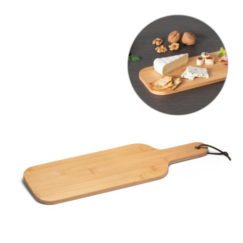 SP-93831 - Tábua em bambu ideal para servir aperitivos com fitas para pedurar