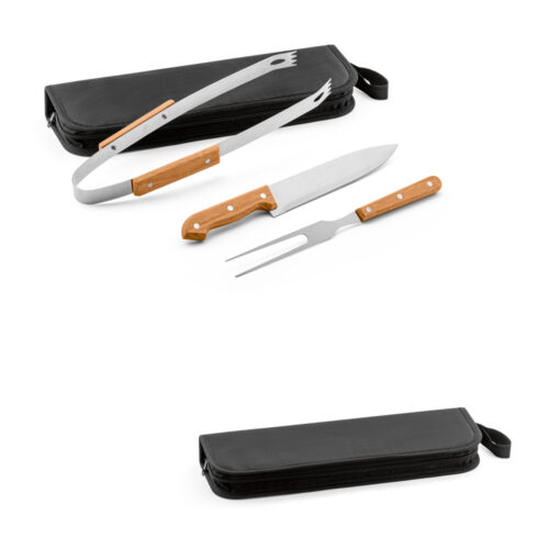 SP94145 - Kit churrasco em estojo de 210D com 3 utensílios