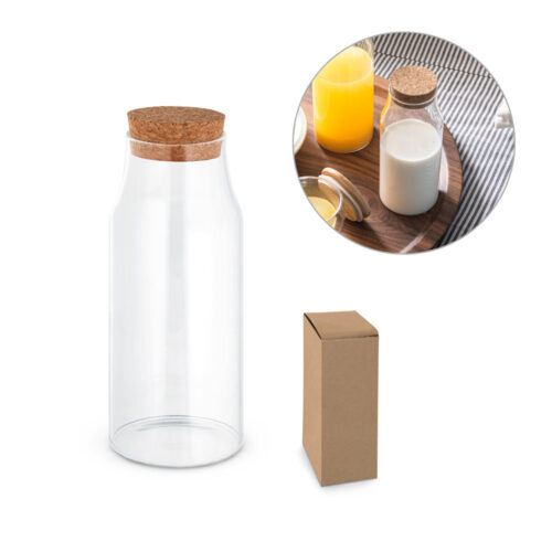SP94235 - Garrafa em vidro borosilicato com tampa de cortiça 800 mL