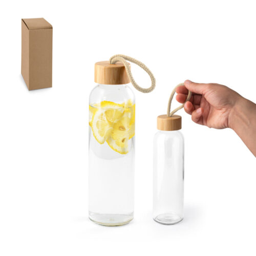 SP94268 - Squeeze para sublimação em vidro com tampa em bambu (500 mL)