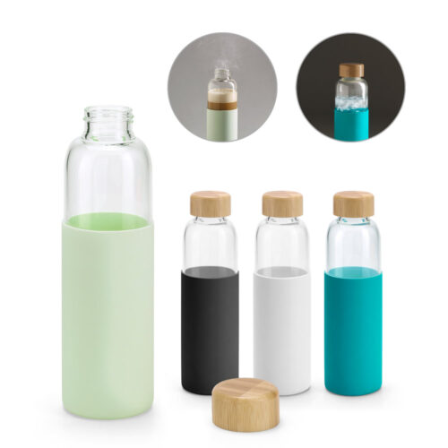 SP94699 - Squeeze em vidro borossilicato com tampa em bambu (600 mL)