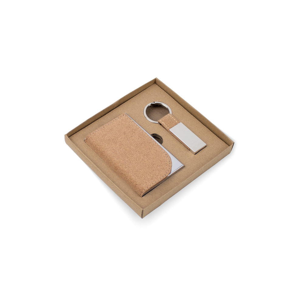 SP95099 - Conjunto composto por um porta-cartões e chaveiro, ambos em metal e cortiça - Imagem 9