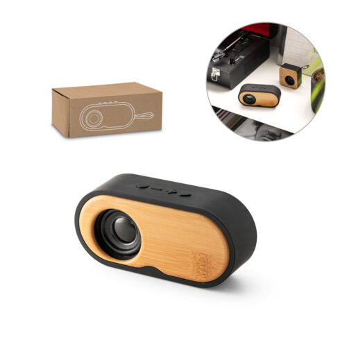 SP-97095 - Caixa de som portátil em bambu e ABS 100% reciclado