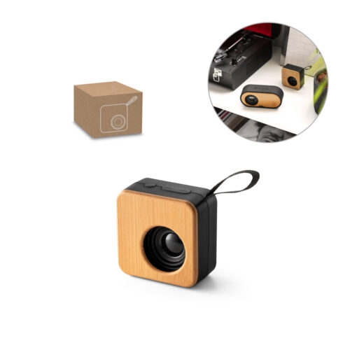 SP97098 - Caixa de som portátil em bambu e ABS 100% reciclado
