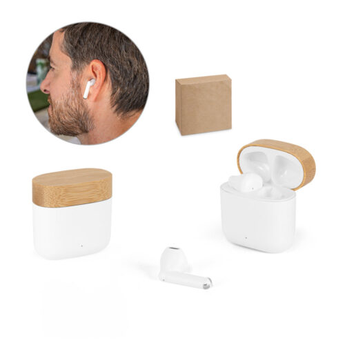 SP97193 - Fones de ouvido wireless em ABS 100% reciclado e bambu