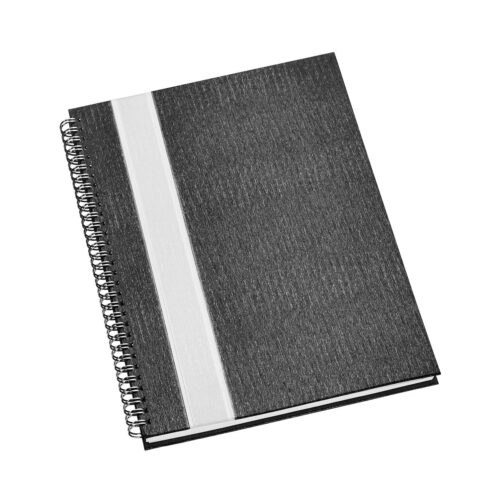 LU-CORP309L -  Caderno Grande Permanente Capa Metalizada Grafite com Faixa Prata 195mm X 270mm