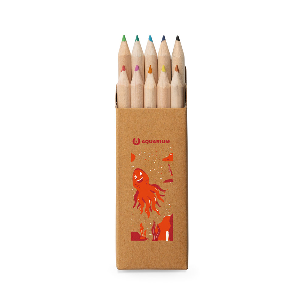 SP51931 - Caixa de papel kraft reciclado com 10 mini lápis de cor - Imagem 5
