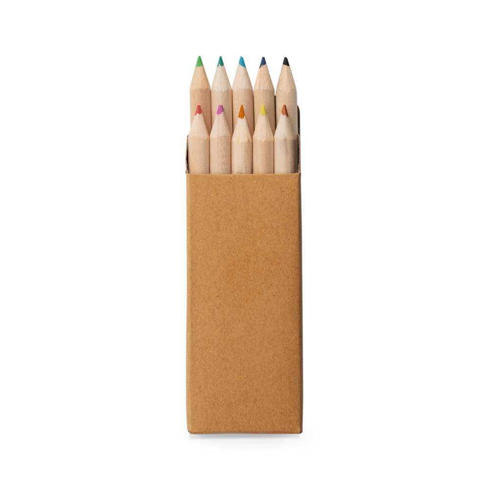 SP51931 - Caixa de papel kraft reciclado com 10 mini lápis de cor - Imagem 4