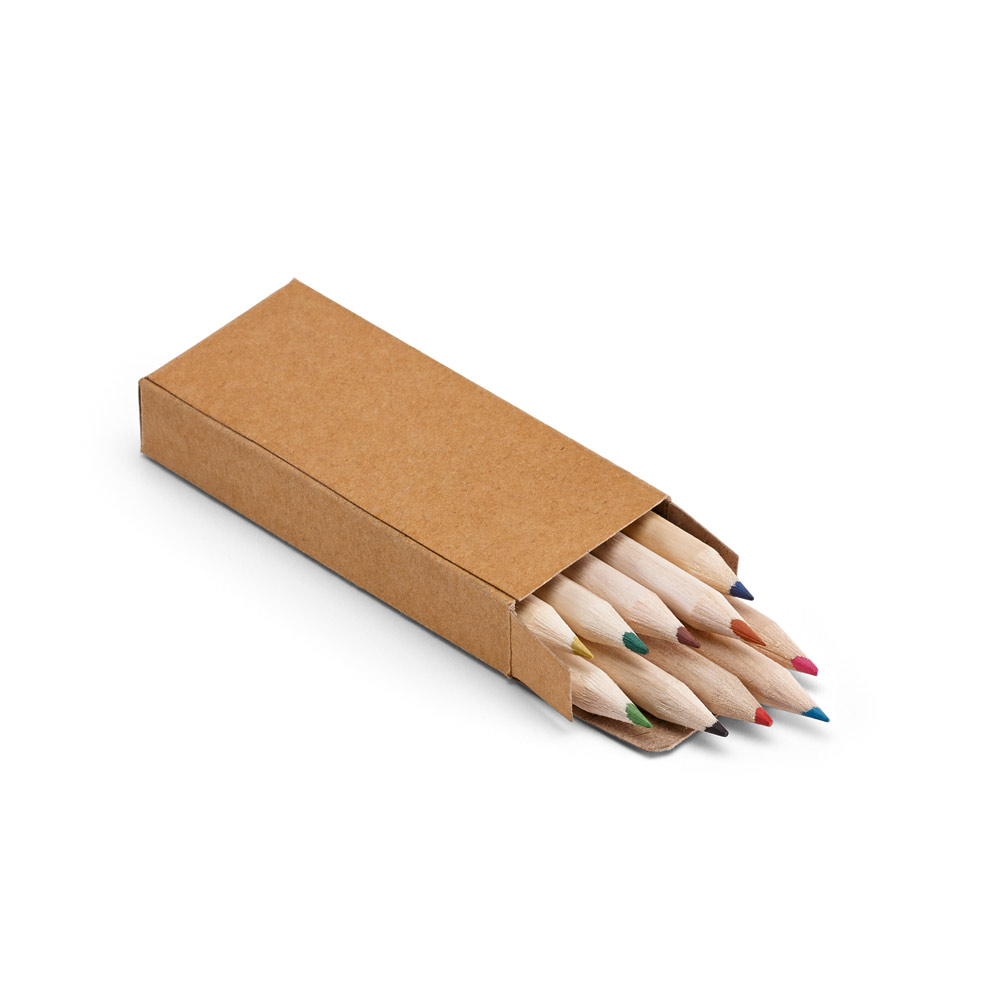 SP51931 - Caixa de papel kraft reciclado com 10 mini lápis de cor - Imagem 3