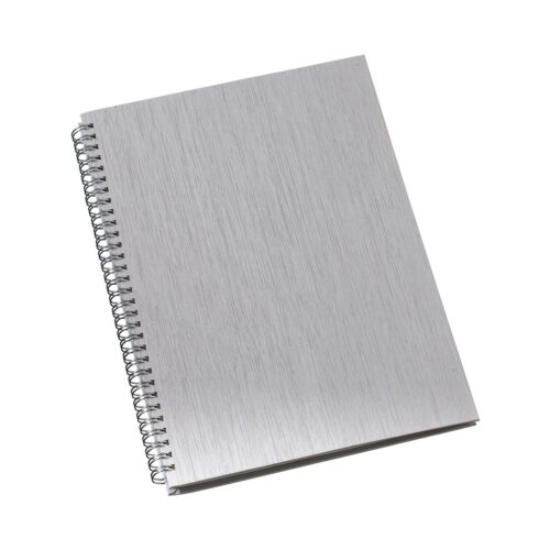 LU-CORP302L  - Caderno Grande Permanente Capa Metalizada Lisa Prata 195mm X 270mm