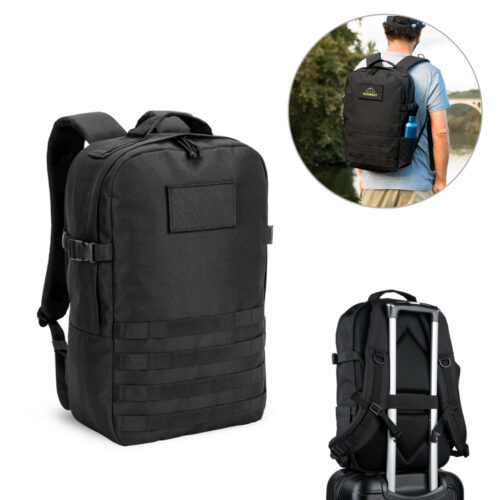 SP92387 -  Mochila estilo militar em poliéster reciclado 600D de alta densidade, com bolso para notebook (17.3") 21 L