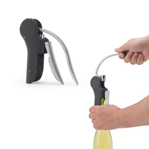 SP-94374 - Saca-rolhas em ABS e zinco com alavanca automática para abertura fácil