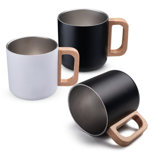 AS-CA9540 - Caneca térmica com alça em madeira
