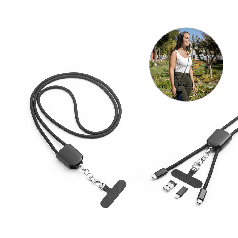 SP-97194 - Cordão lanyard com suporte para celular incluso