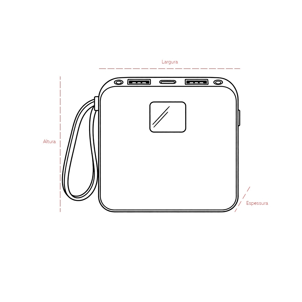 X-09449 - Power Bank 10.000mAh com Lanterna e Multissaídas - Imagem 4